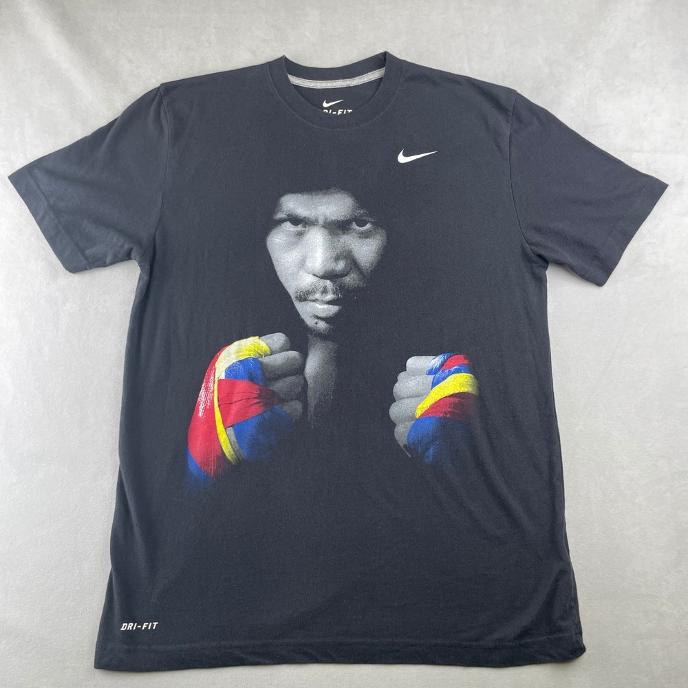 Nike Dri Fit Manny Pacquiao Pacman Pambansang Kamao T Shirt Black M Boxing‎ Rare